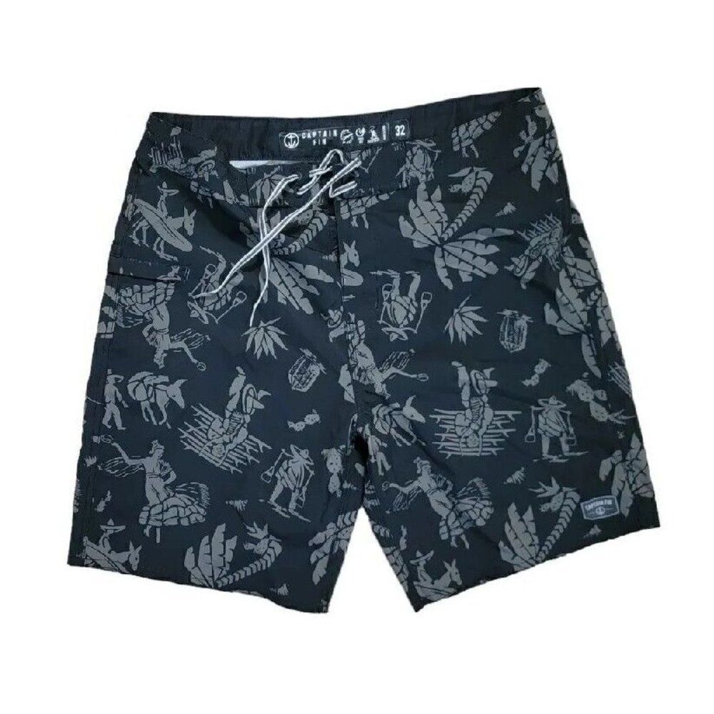Captain Fin Mens Shorts Size 32 Boardshorts Black